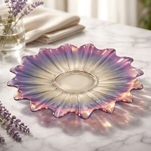 Vintage Scalloped Edge Iridescent Federal Glass Carnival Glass Plate